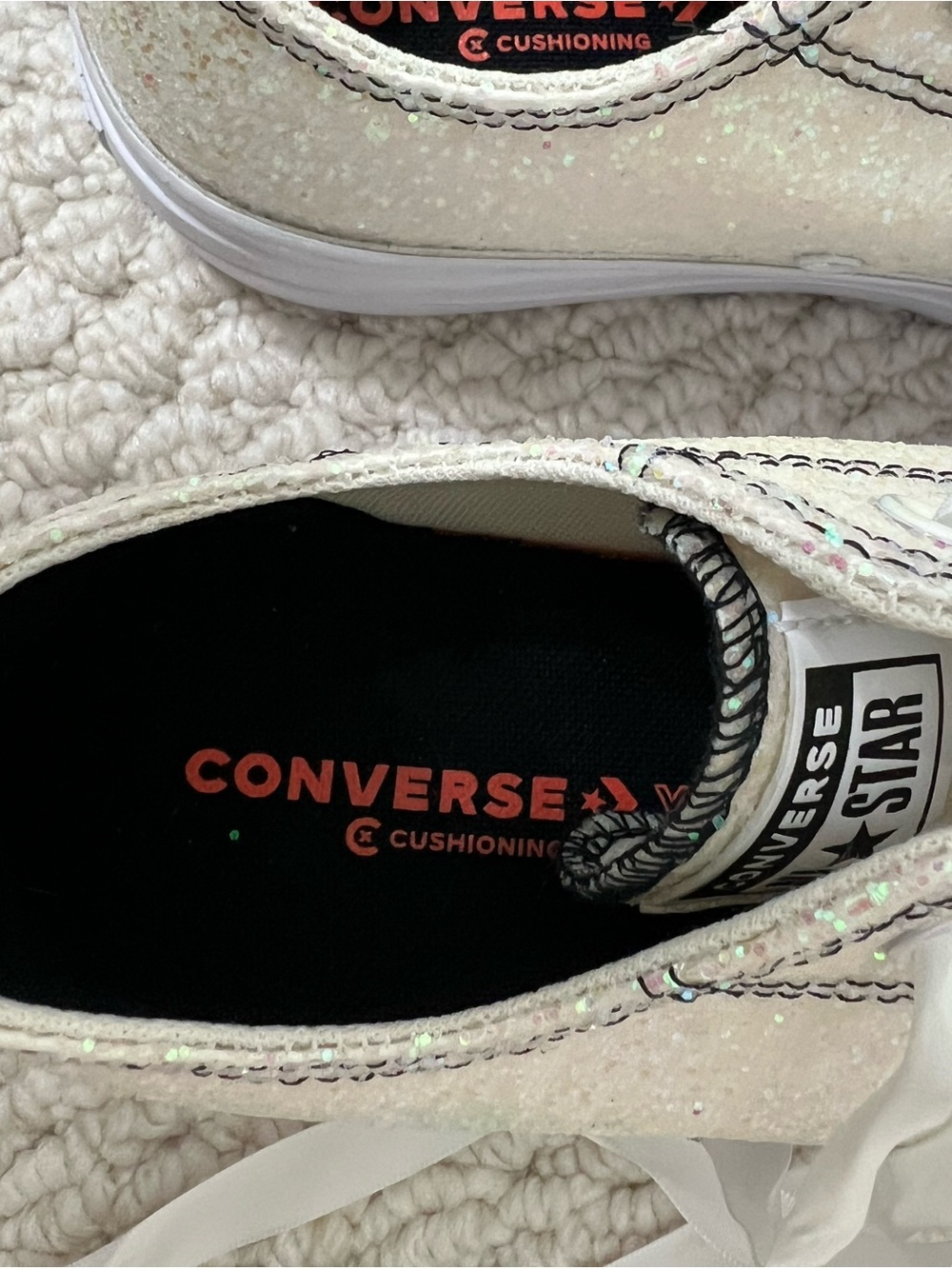 Converse All Star Iridescent Glitter Satin Ribbon Sneakers Women’s 9 Men 7 - Picture 6 of 6